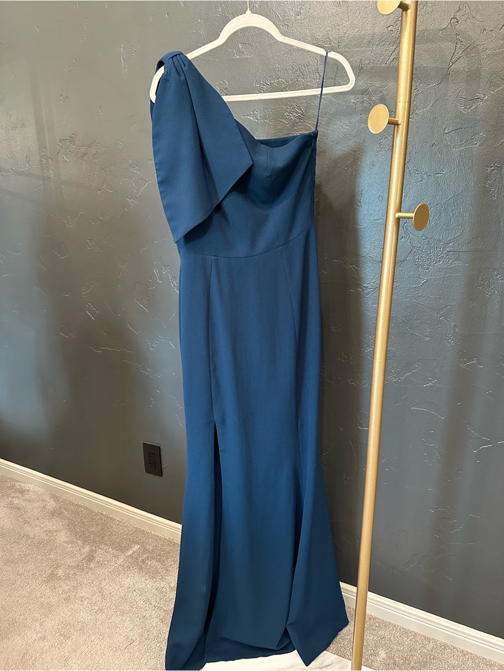 Dress the Population One-Shoulder Teal Blue Gown